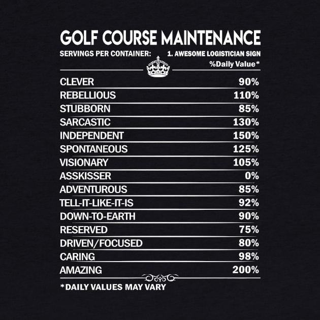 Golf Course Maintenance T Shirt - Golf Course Maintenance Factors Daily Gift Item Tee by Jolly358